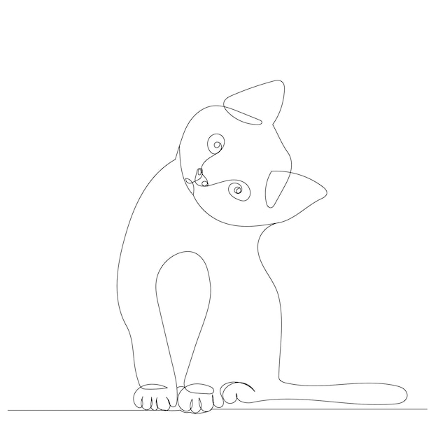 Kitten in one continuous line