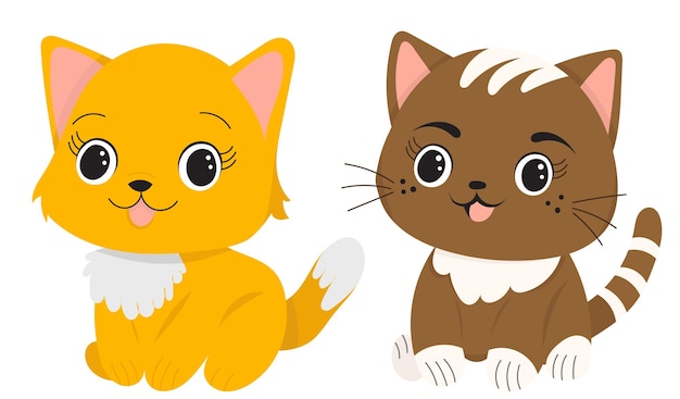 Kittens in flat style isolated vector