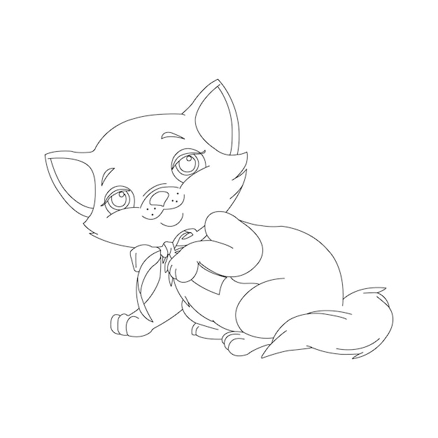 Kitty Cat outline coloring page for kids