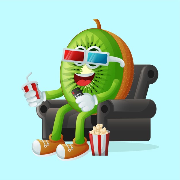 Vector kiwi character watching tv perfect for kids merchandise and sticker banner promotion