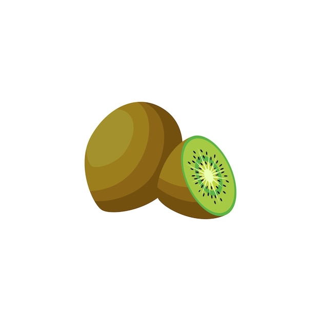 Kiwi Fruit Flat Design Vector Illustration Isolated on a white background