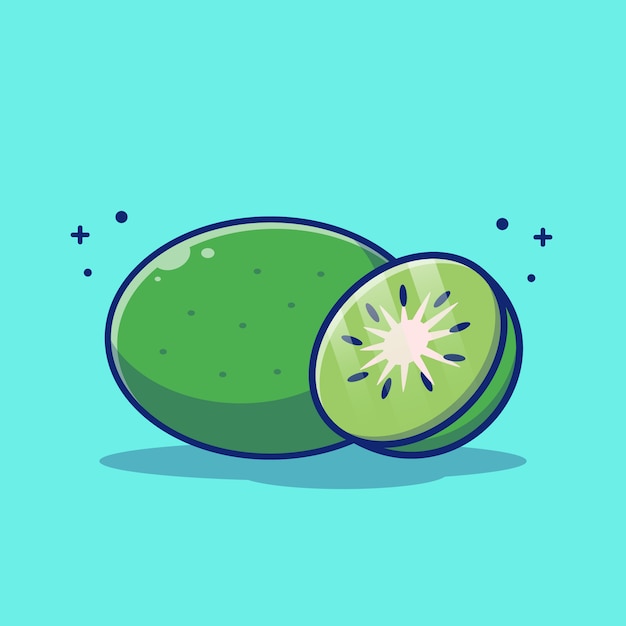 Kiwi Fruit Illustration. Kiwi and slices of Kiwi.