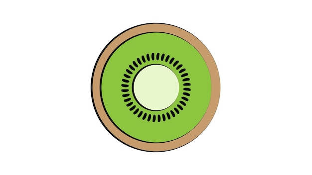 Kiwi fruit kiwifruit or Chinese gooseberry half cross section flat color vector icon for food apps