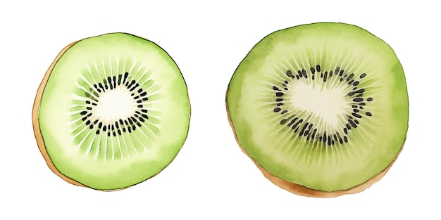 kiwi fruit watercolor vector illustration