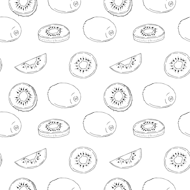 Kiwi seamless pattern vector illustration hand drawing sketch