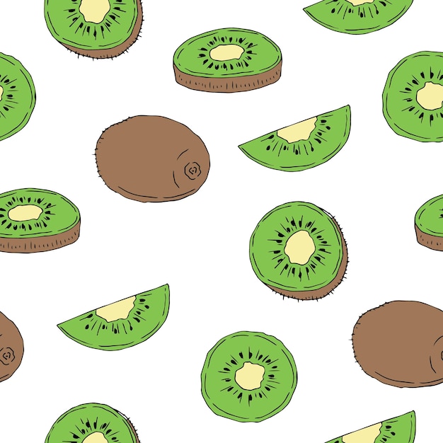 Kiwi seamless pattern vector illustration hand drawing