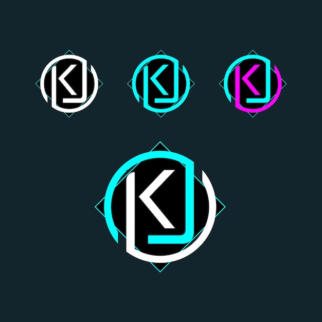 KJ JK trendy letter logo design with circle