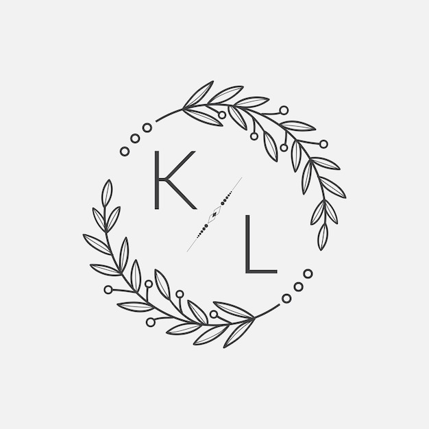 Vector kl initial monogram wedding with creative circle line