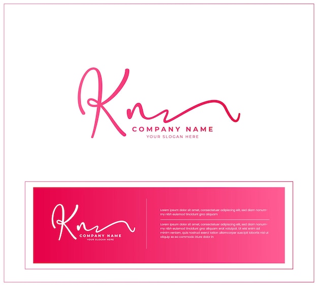 kn k n initial letter handwriting and signature logo vector