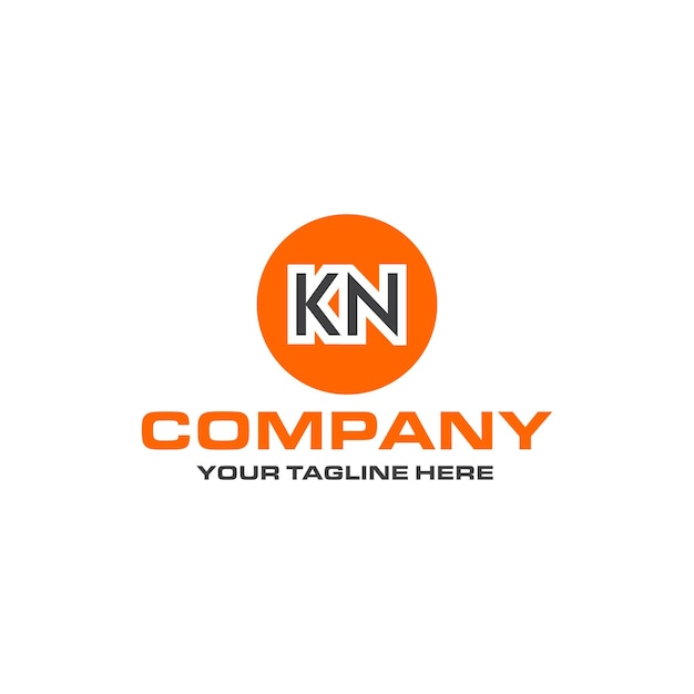 KN letter rounded shape logo design