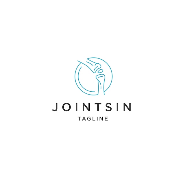 Knee joint line logo design template flat vector