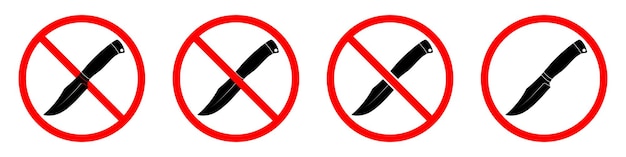 Knife ban sign No Knife sign Prohibition signs set Dangerous weapon