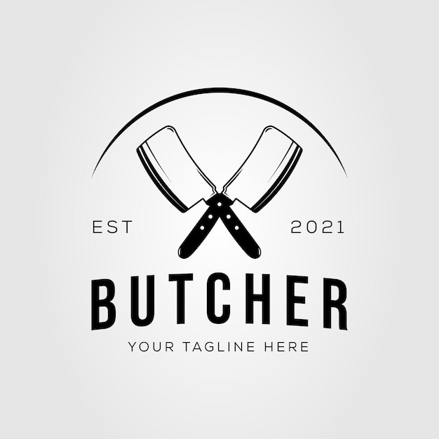 Knife butcher and butchery knives logo vector illustration design