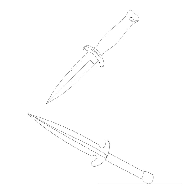 Knife drawing by one continuous line