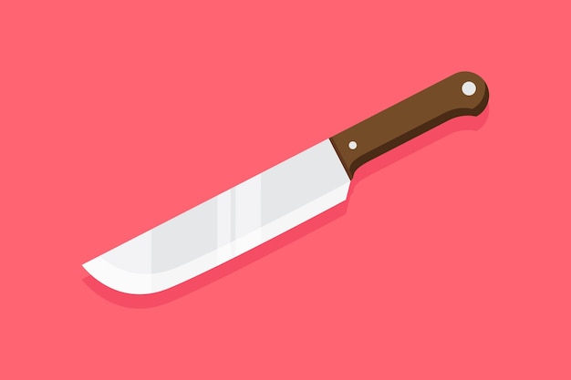 Knife flat design vector illustration with red background