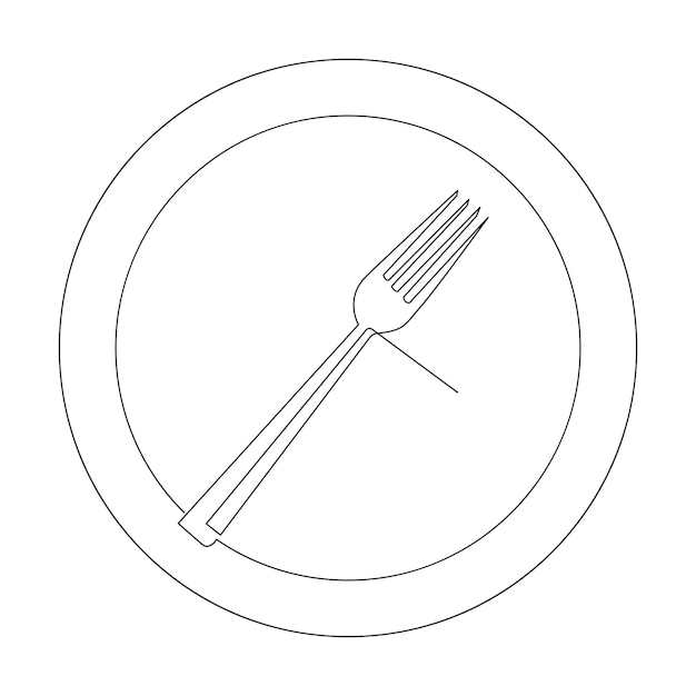 Knife and fork continuous single line outline vector art drawing and simple one line design