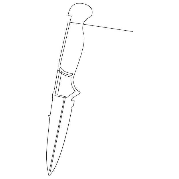 Knife and fork continuous single line outline vector art drawing and simple one line design