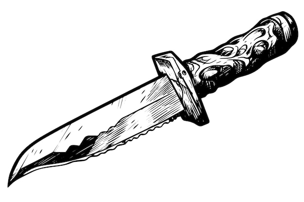 Vector knife hand drawn ink sketch engraved style vector illustration