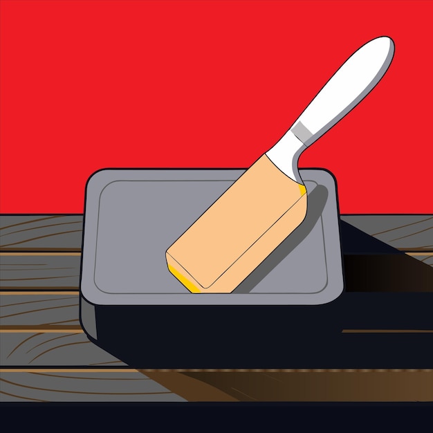 Vector a knife is in a container with a red background