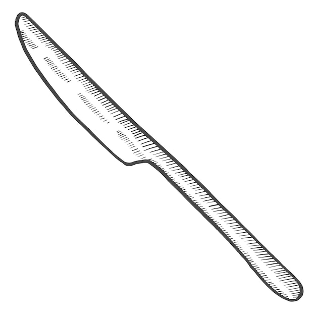 Knife kitchen utensils solated doodle hand drawn sketch with outline style