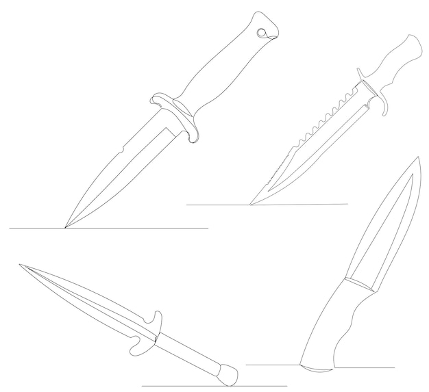 knife one line drawing ,vector, isolated