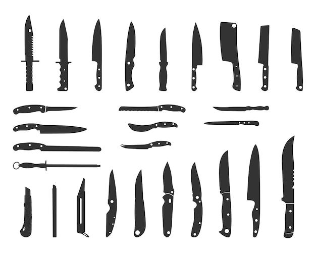 Knife silhouette Meat cutting knives set Kitchen knife silhouettes