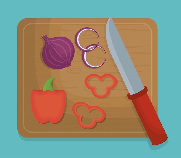 knife table with onion and pepper icon