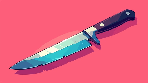 a knife with a blue handle is shown on a pink background