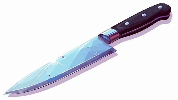 Vector a knife with a blue and purple top and a black handle