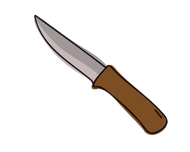 Vector a knife with a brown handle is on a white background.