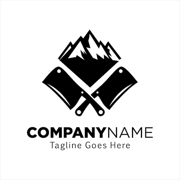 knife with mountain logo design