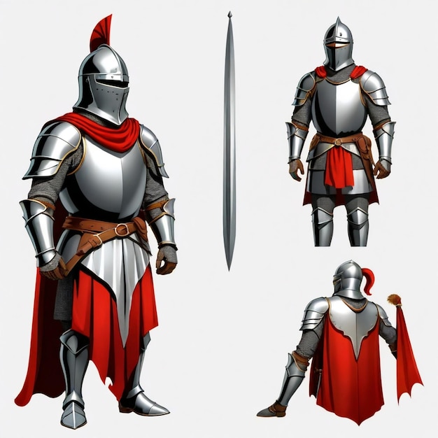 Knight Costume vector set white background isolated a high