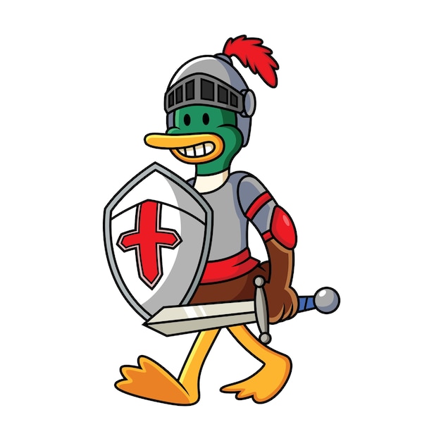 Knight duck cartoon illustration