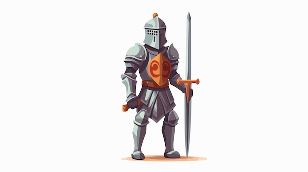 Knight Front View Cartoon Vector Illustration