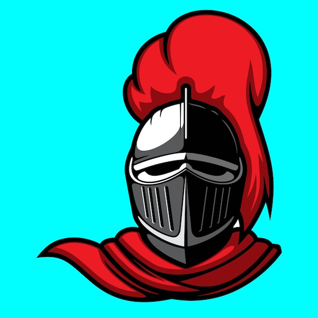 Vector knight head in helmet front view vector mascot