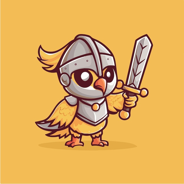 Knight holding a sword vector icon illustration