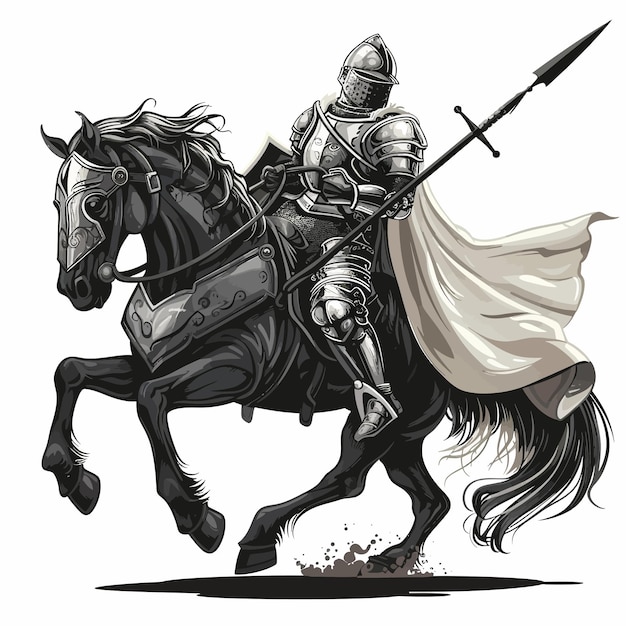 Vector a knight on a horse with a sword and shield