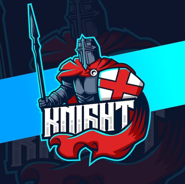 Vector knight mascot esport logo design