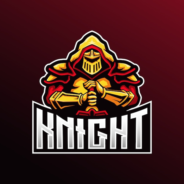 Knight Mascot Esport logo Illustration   Template.  