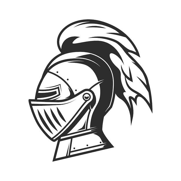 Knight warrior helmet with plume heraldry armor