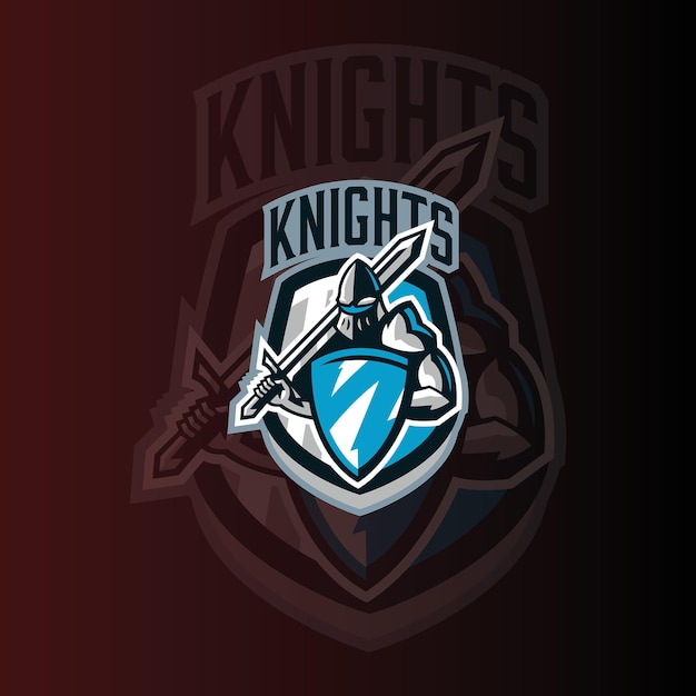 Vector knight with sword esports gaming logo vector template gaming logo