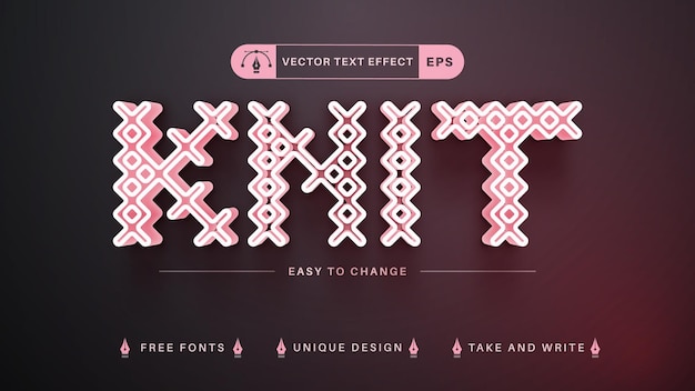 Knit - Editable Text Effect, Valentine Font Style, Edit Passion Style