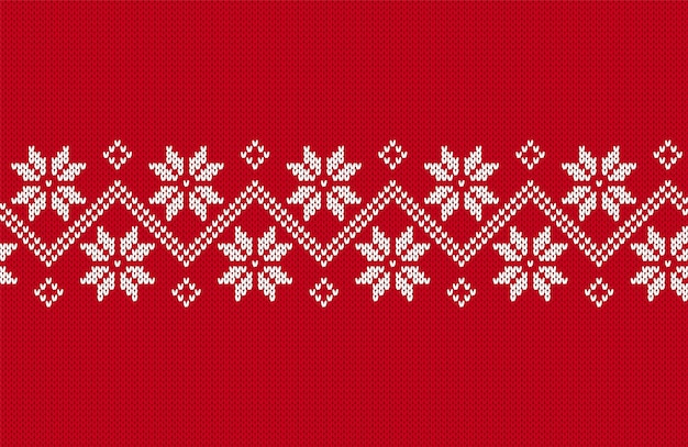 knit seamless border. christmas pattern. red texture. xmas print. fair isle background. vector