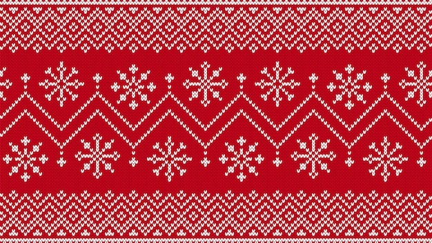 Knit seamless pattern. Christmas print. Red knitted sweater background. Xmas winter texture. illustration