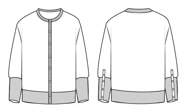 Vector knitted cardigan fashion sketch template