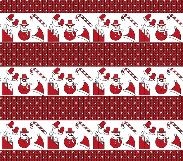 Knitted Christmas and New Year pattern. Wool Knitting Sweater Design. Wallpaper wrapping paper textile print. Eps 10