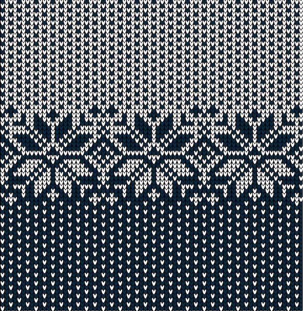 Knitted Christmas and New Year pattern. Wool Knitting Sweater Design. Wallpaper wrapping paper textile print. Eps 10