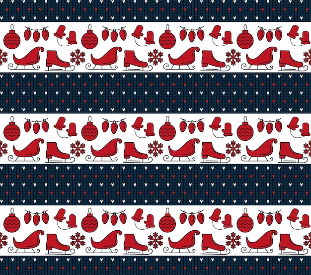 Knitted Christmas and New Year pattern Wool Knitting Sweater Design Wallpaper wrapping paper textile print