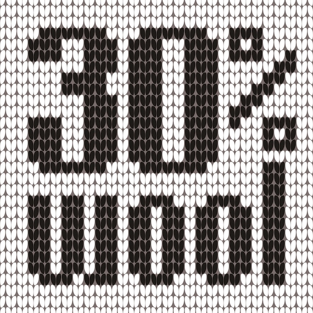 Knitted Text. 30 percent wool. In black and white colors