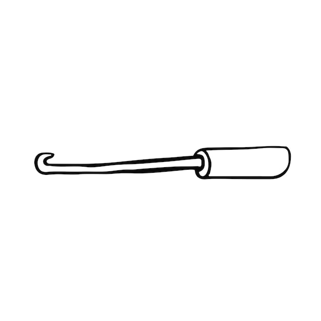 Knitting crochet hook for needlework in line vector illustration